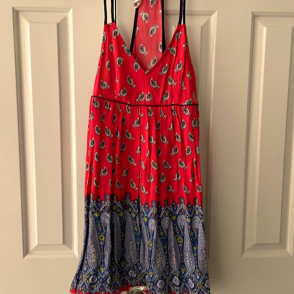 MIMI CHICA PAISLEY SUNDRESS COVER UP RED BLUE SMALL